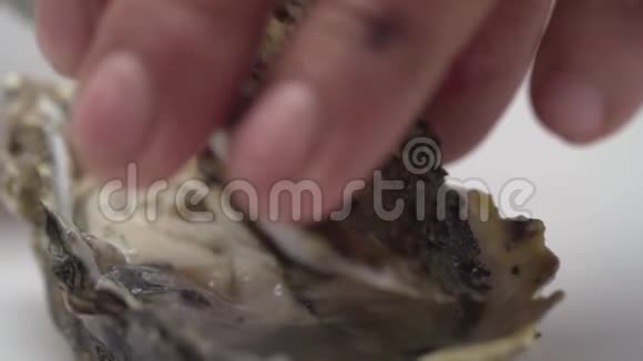 牡蛎壳的缓慢打开视频的预览图