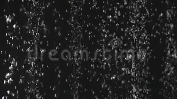 落下来的新鲜草莓溅到闪闪发光的水在黑色的背景关门视频的预览图