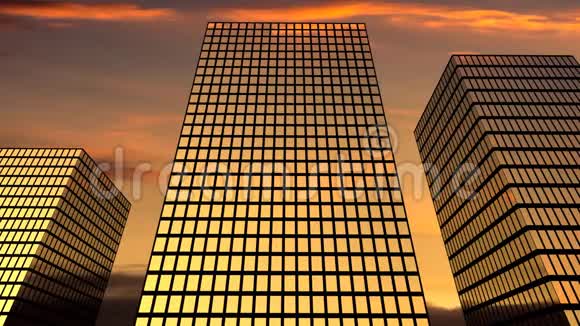 摩天大楼和日落时间视频的预览图