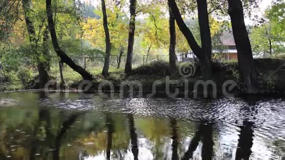 在秋季的特拉夫纳镇的特拉夫纳河视频的预览图