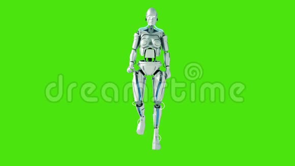 步行未来派人形机器人绿色屏幕可循环使用视频的预览图