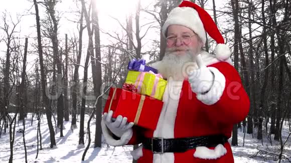 圣诞老人在户外举行礼物视频的预览图