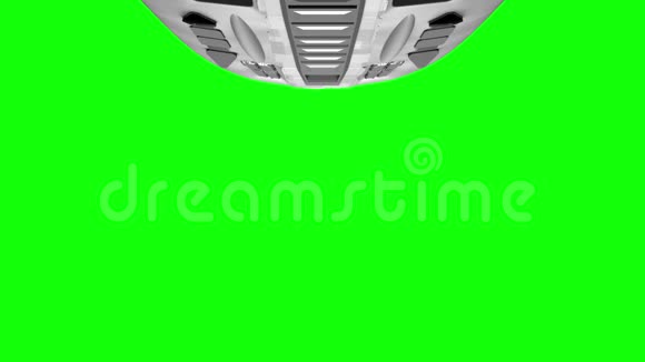 绿色屏幕上的外星飞船明亮的引擎闪烁三维动画视频的预览图