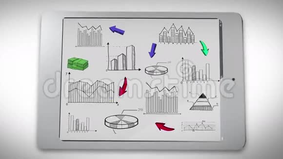 智能手机平板电脑图表等商业营销金融等丰富多彩的统计信息涂鸦视频的预览图