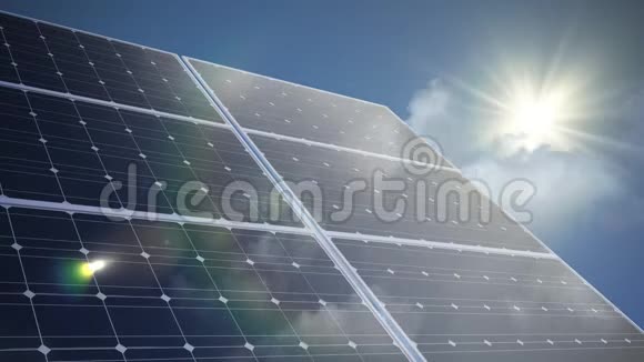 光伏太阳能电池板的延时动画视频的预览图