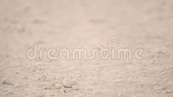 穿着长裙的女人光着脚走在沙地路上身体的一部分视频的预览图