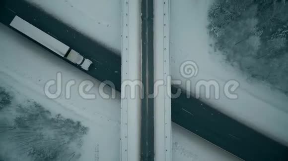 俄罗斯公路附近白雪覆盖的树木视频的预览图