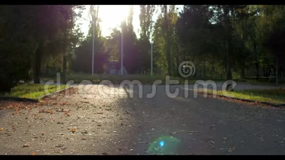 人在绿绿的夏日森林里奔跑阳光普照视频的预览图
