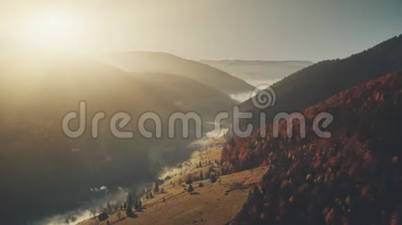 高山日出雾峡鸟瞰视频的预览图