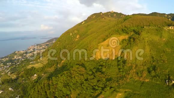 郁郁葱葱的绿色植物覆盖着大山完美的生态旅游目的地视频的预览图