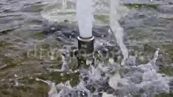 从喷泉喷出的水溅到水面视频的预览图
