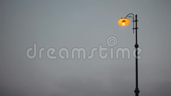 日落时天空背景下的一盏路灯复制空间文本视频的预览图