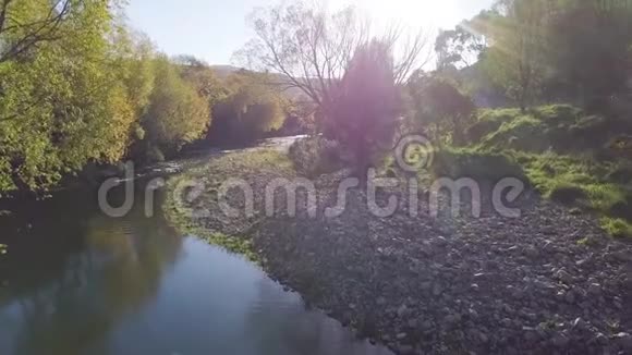 日落时分新西兰乡村溪流4k视频的预览图