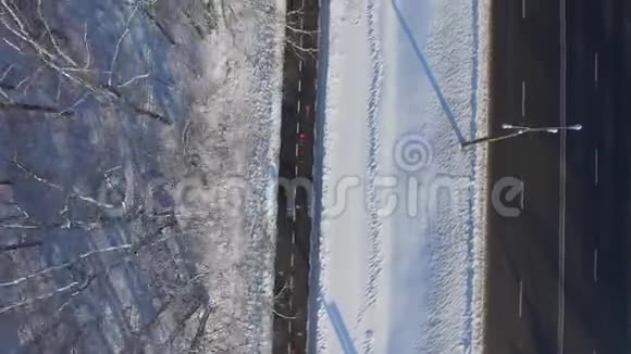 冬季人们在城市道路附近慢跑视频的预览图