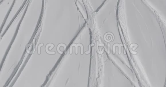 粉雪山的滑雪板痕迹视频的预览图