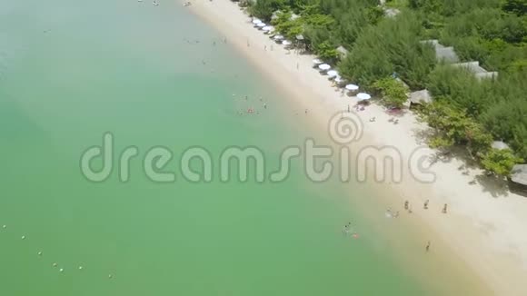 游客在夏季海滩上休息和游泳人们在海边放松在海里游泳视频的预览图