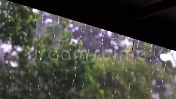雨滴在露台上慢动作视频的预览图