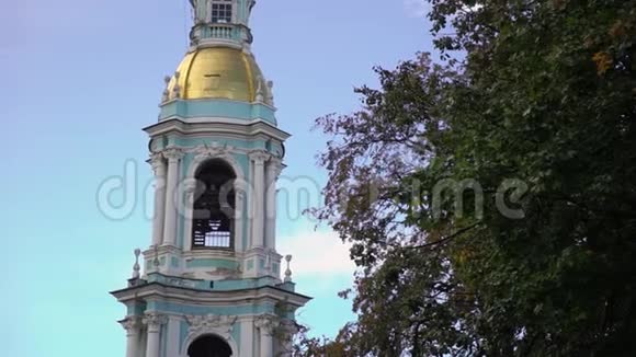 圣彼得堡海军大教堂钟楼俄罗斯巴洛克式东正教大教堂视频的预览图
