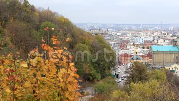 秋天的城市从山上视频的预览图