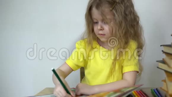 孩子用毛毡尖笔在一个特别的笔记本上画画视频的预览图