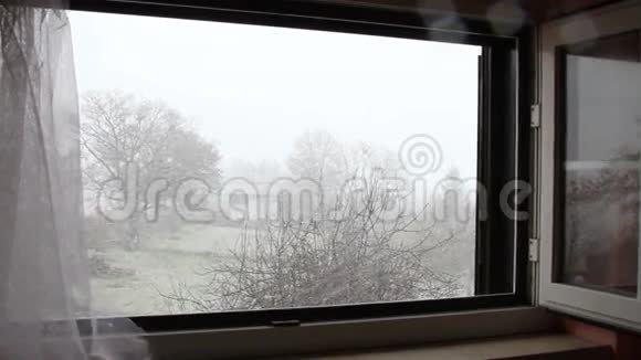窗外的降雪景色视频的预览图