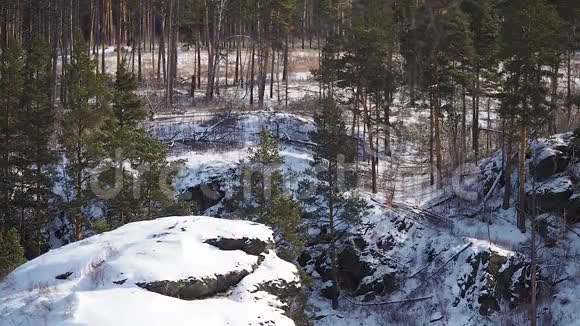冬天拳击手在森林的山上训练视频的预览图