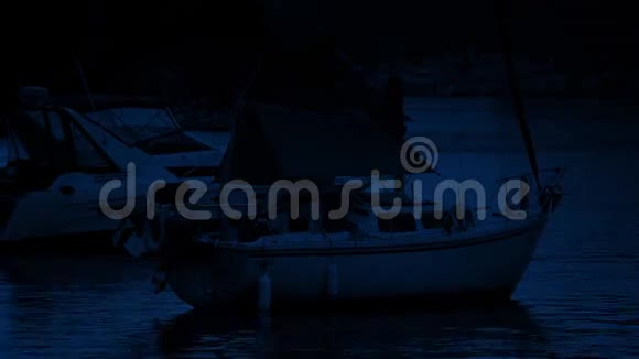 夜晚海湾的游艇视频的预览图