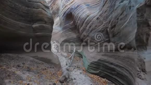 沿着干河峡谷的摄像机运动4K峡谷的高低起伏视频的预览图
