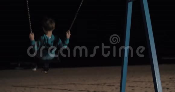 孩子们晚上在海滩上荡秋千视频的预览图