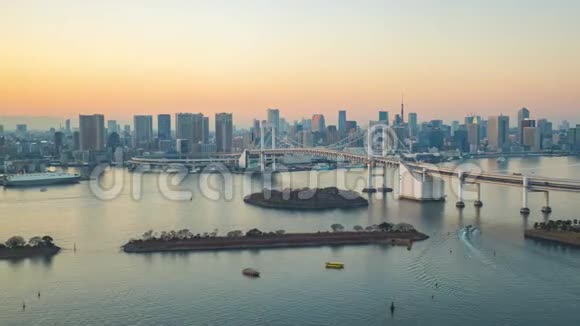 日本东京市小田坝的东京海湾城市天际线景观视频的预览图