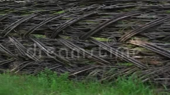 农村地区的旧编织木栅栏视频的预览图