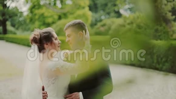 新婚夫妇牵手接吻视频的预览图