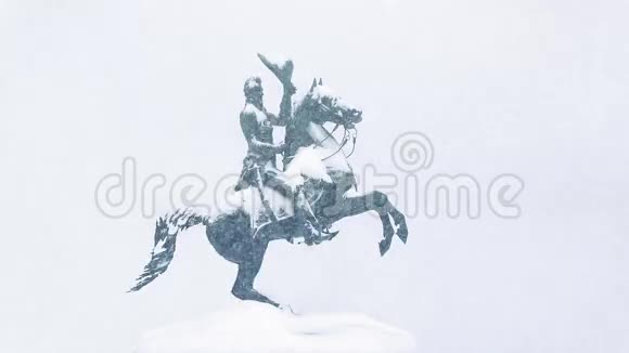 暴风雪中的雕像视频的预览图