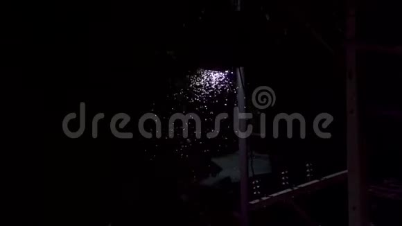 夜间在灯柱下盘旋的昆虫灯笼下的萤火虫视频的预览图