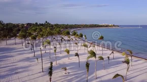 空中无人机射击照相机慢慢地向上升起露出加勒比海海岸的壮丽景色视频的预览图