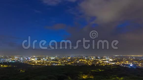 从孟山都的夜晚到白天从一个看里斯本和阿尔马达的全景视频的预览图