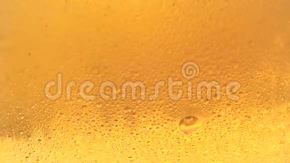 在一杯冷啤酒中气泡慢慢上升视频的预览图