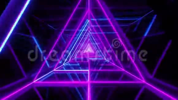 抽象发光蓝紫三角线框背景壁纸三维渲染运动设计运动回路视频的预览图