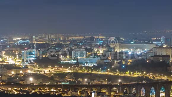 从孟山都的夜晚到白天从一个看里斯本和阿尔马达的全景视频的预览图