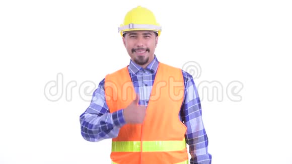 可爱的波斯人建筑工人竖起大拇指视频的预览图