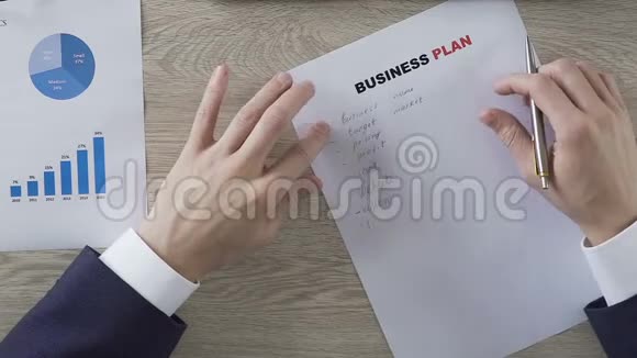 企业家写下公司的商业计划创业创业视频的预览图