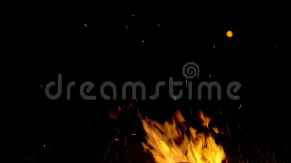 满月和篝火在夜晚燃烧着光明视频的预览图
