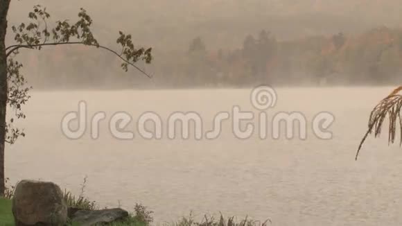 雾和湖面上的低云视频的预览图