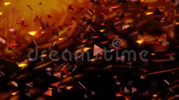 3D橙色飞行抽象三角形循环运动背景视频的预览图