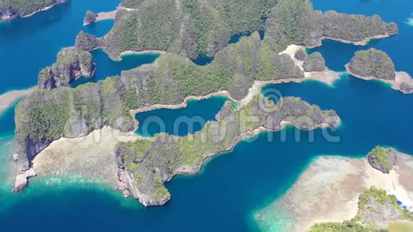拉贾安帕特美丽岛屿和珊瑚礁鸟瞰图视频的预览图