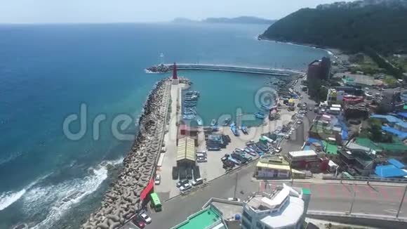 鸟瞰夏季清沙坡港海恩达釜山韩国亚洲视频的预览图
