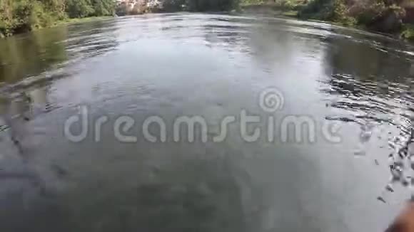 水下的河流绿色的苔藓和水流在上面视频的预览图