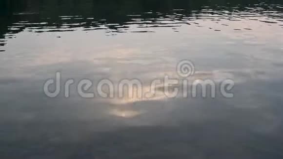 夏日的水流夕阳下的青山绿水视频的预览图