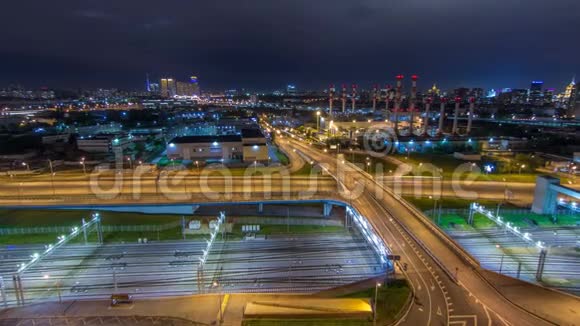 莫斯科时间推移第三个运输环和莫斯科中心部分的夜景交通汽车灯视频的预览图