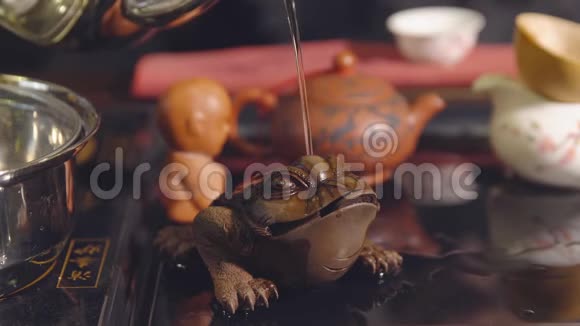 中国传统茶道中的蟾蜍视频的预览图